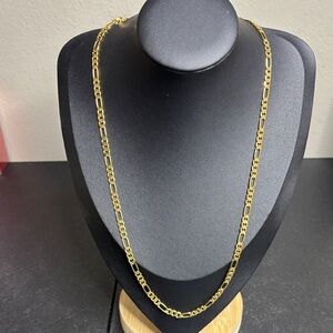 JH Marked Figaro Chain Link Gold Tone Necklace